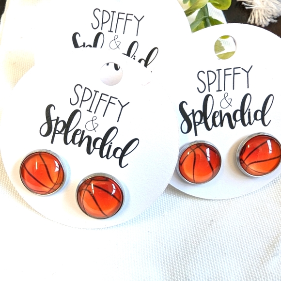 Basketball Stud Earrings - Picture 1 of 1